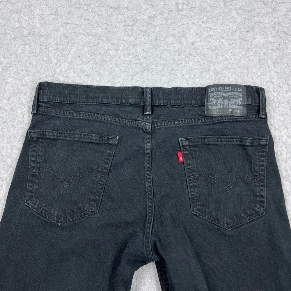 Levis 511‎ Jeans Men's 36x32 Black Tapered Leg Slim Stretch Red Tab Dark Denim